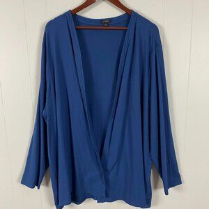 J. JILL Wearever Collection Open Front Cardigan Sweater Womens 4X Blue Plus Size